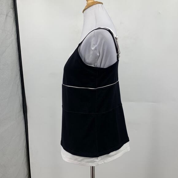Boston Proper Tank Top Womens M Medium Black White Layered Spaghetti Shelf Bra - Picture 3 of 11